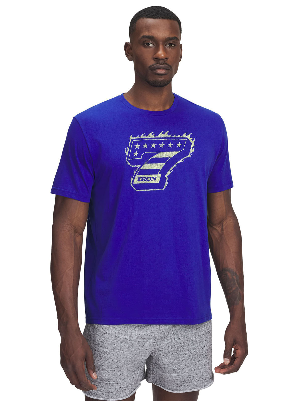 Polera manga corta Project Rock iron 7 azul para hombre