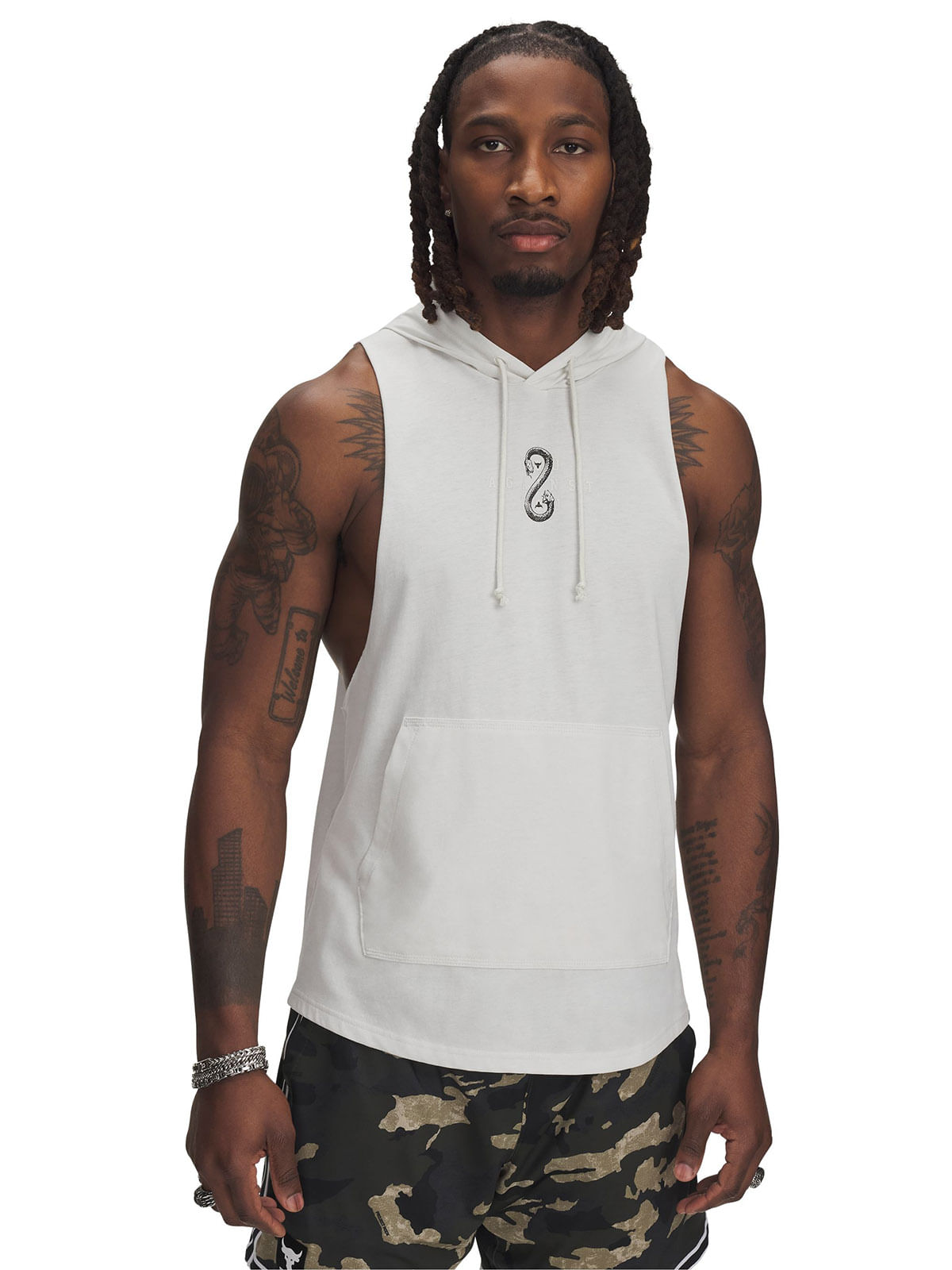 Polera sin mangas Project Rock snake blanco para hombre