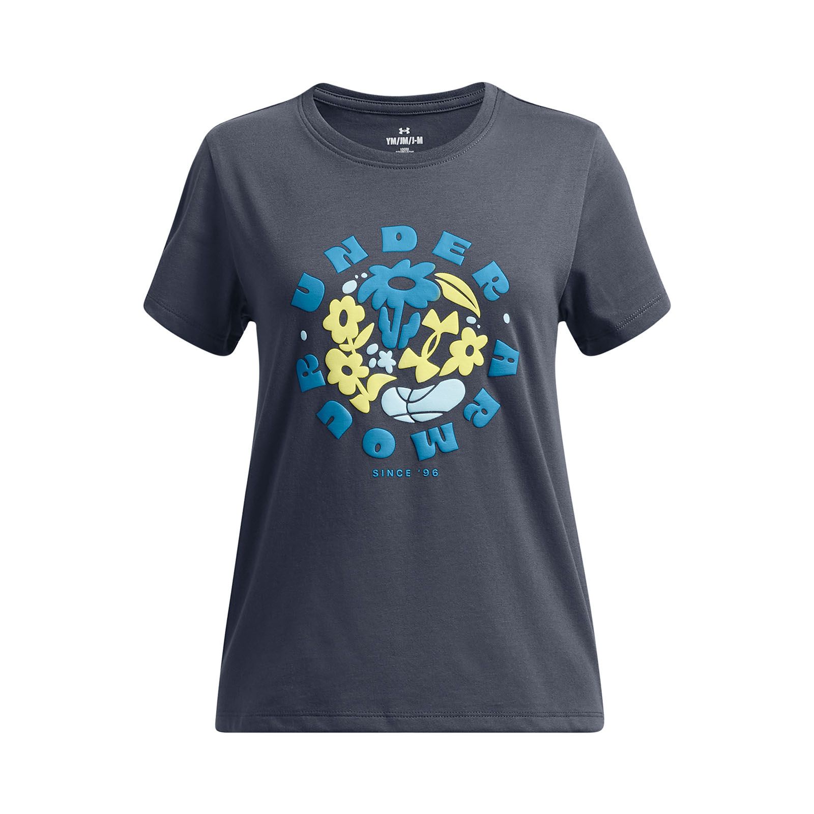 Polera manga corta Under Armour energy puff gris para niña