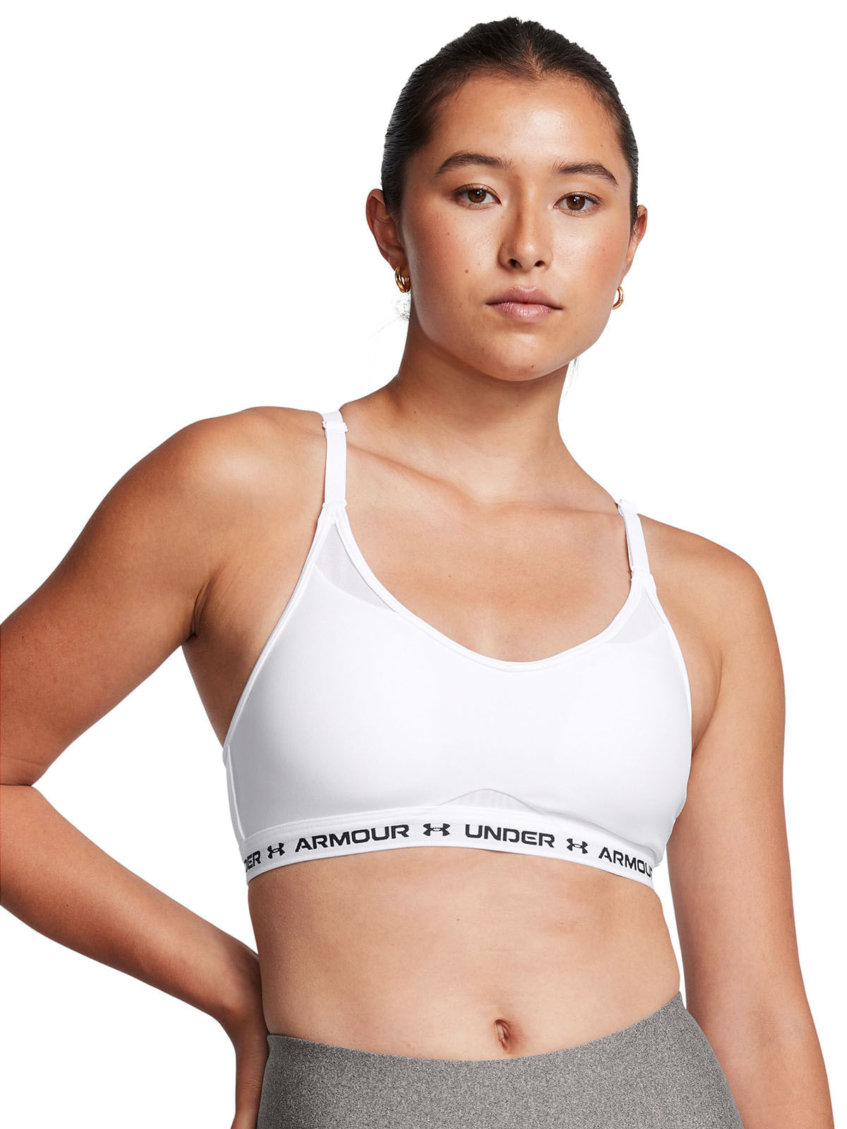 Sostén deportivo UA crossback low blanco para mujer