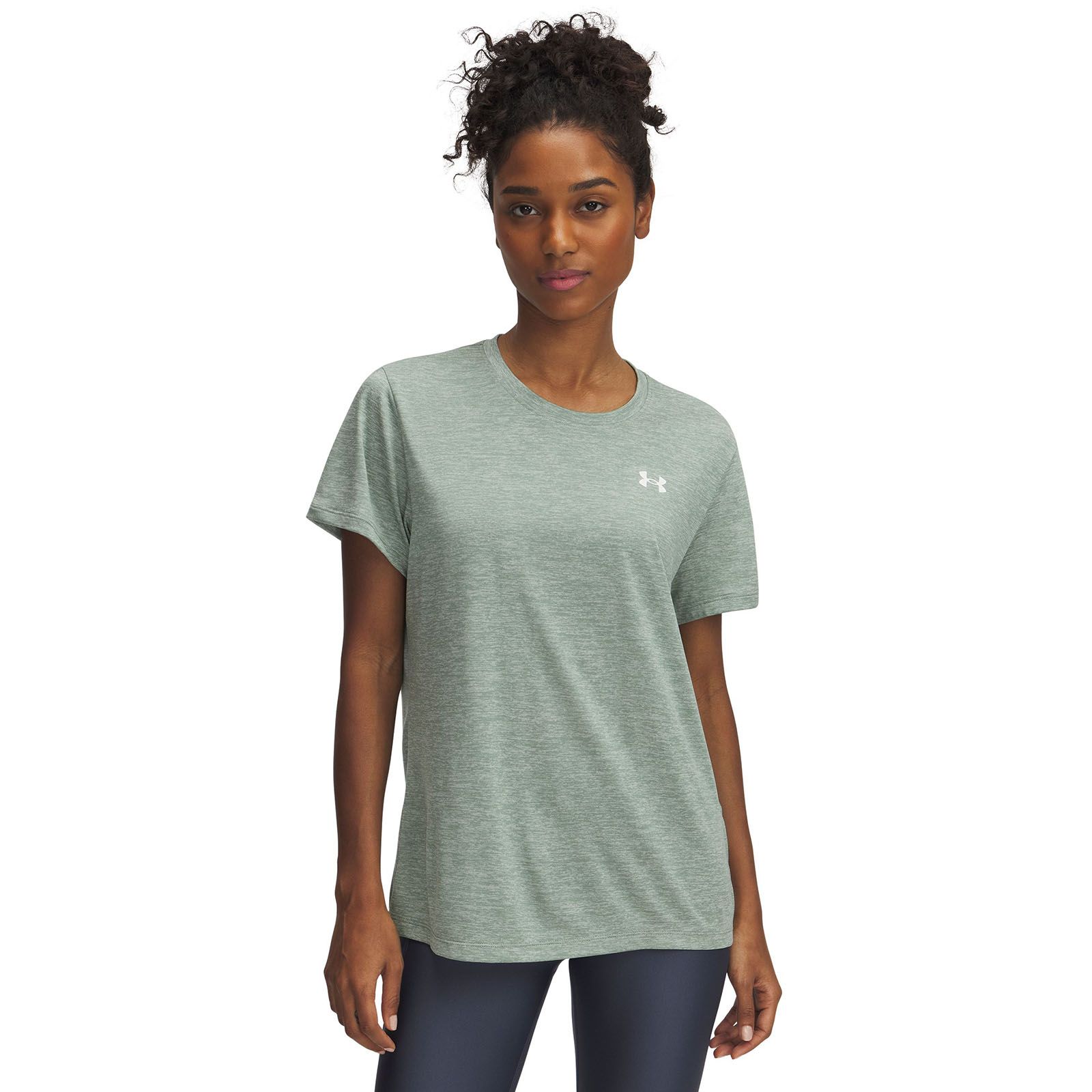 Polera manga corta Under Armour tech twist verde para mujer
