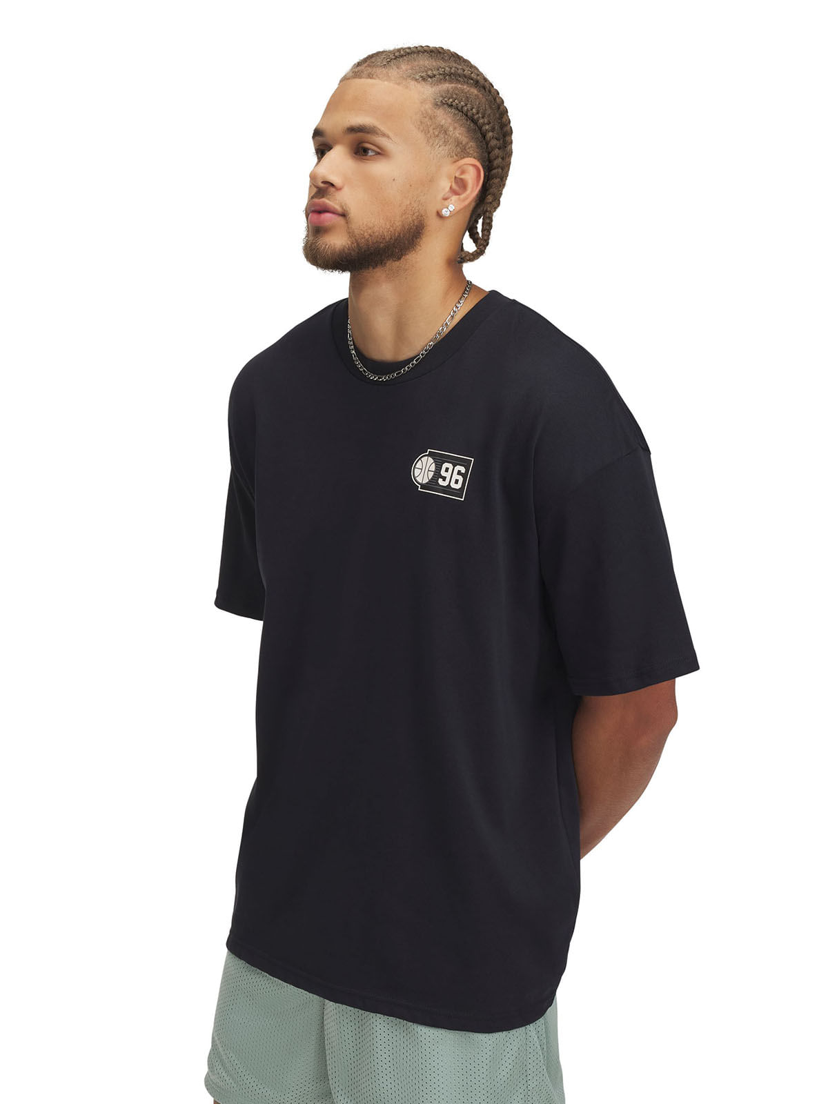 Polera manga corta UA hoops courtside negro para hombre