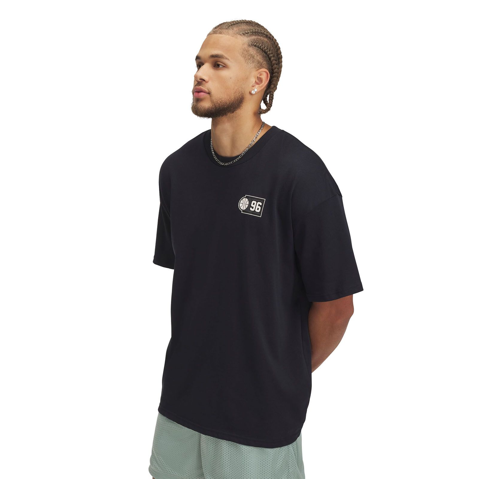 Polera manga corta Under Armour hoops courtside negro para hombre