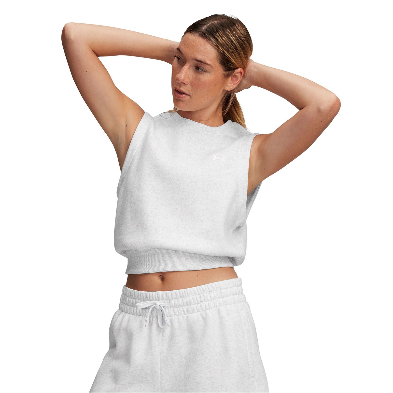 Polerón sin mangas Under Armour Rival fleece gris para mujer