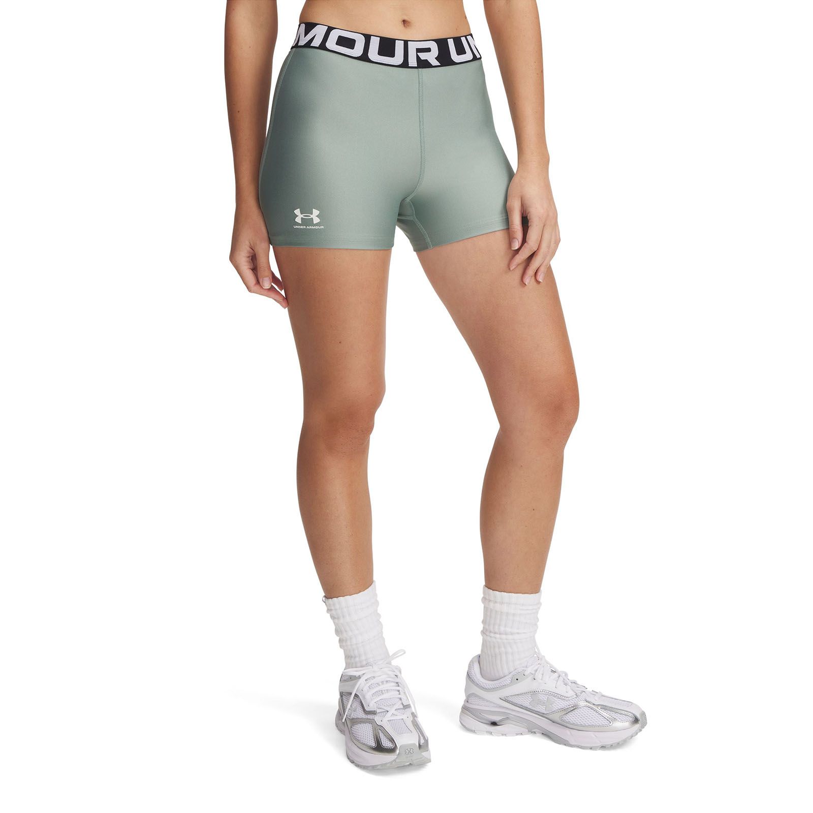 Calzas Heatgear shorty verde para mujer Under Armour
