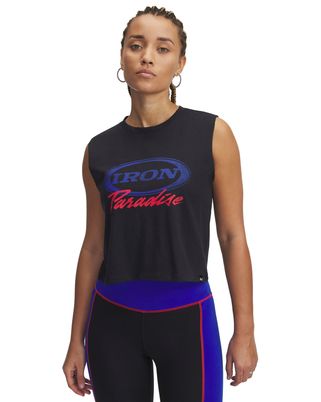 Polera sin mangas Project Rock negro para mujer Under Armour
