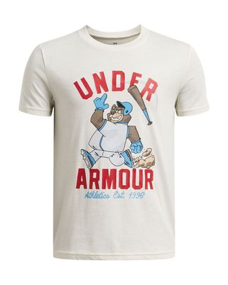 Polera manga corta Under Armour baseball bear café para niños