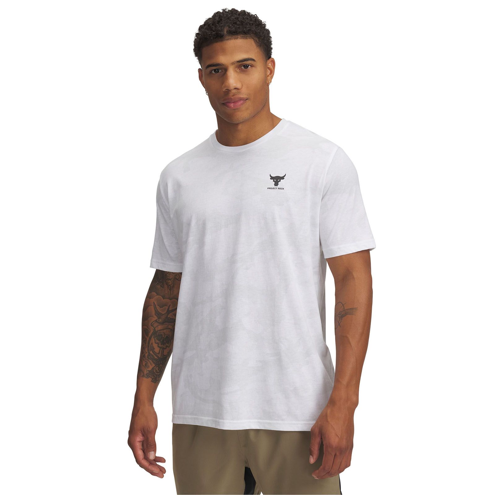 Polera manga corta Project Rock blanco para hombre Under Armour