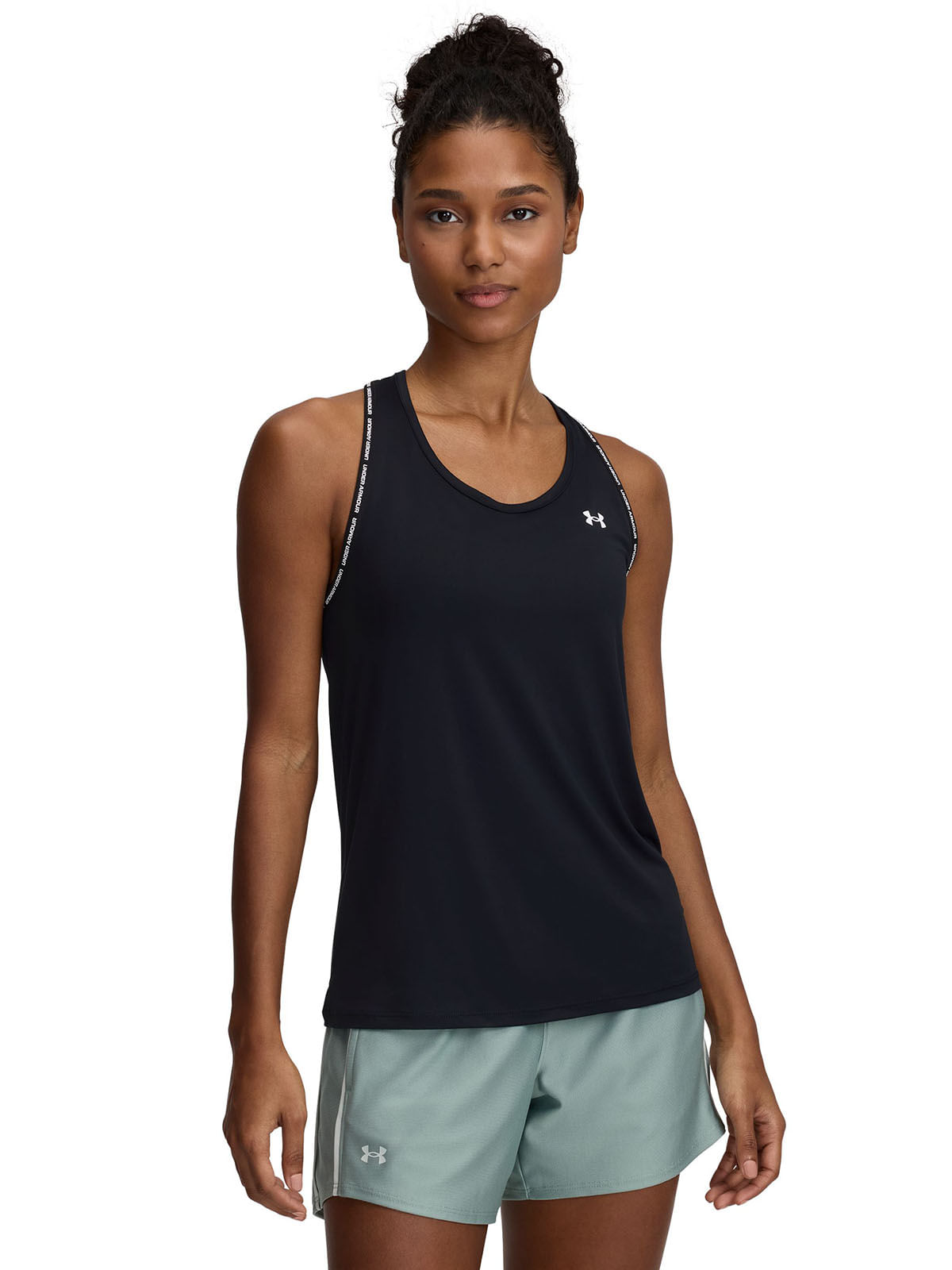 Polera sin mangas UA tech knockout negro para mujer