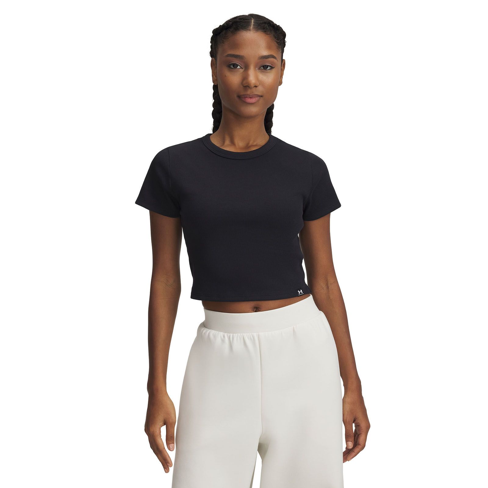Polera manga corta Under Armour Rival baby rib negro para mujer