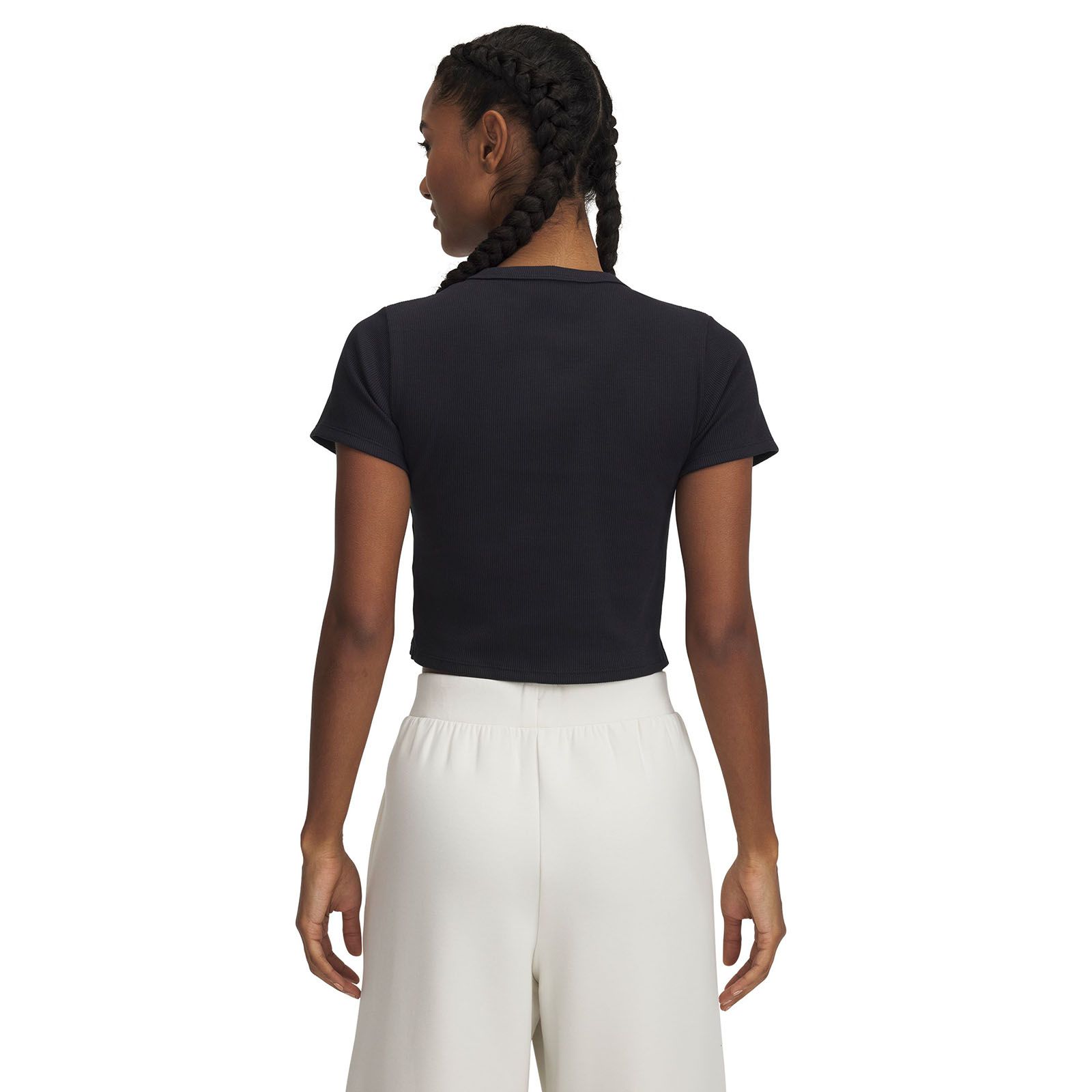 Polera manga corta Under Armour Rival baby rib negro para mujer