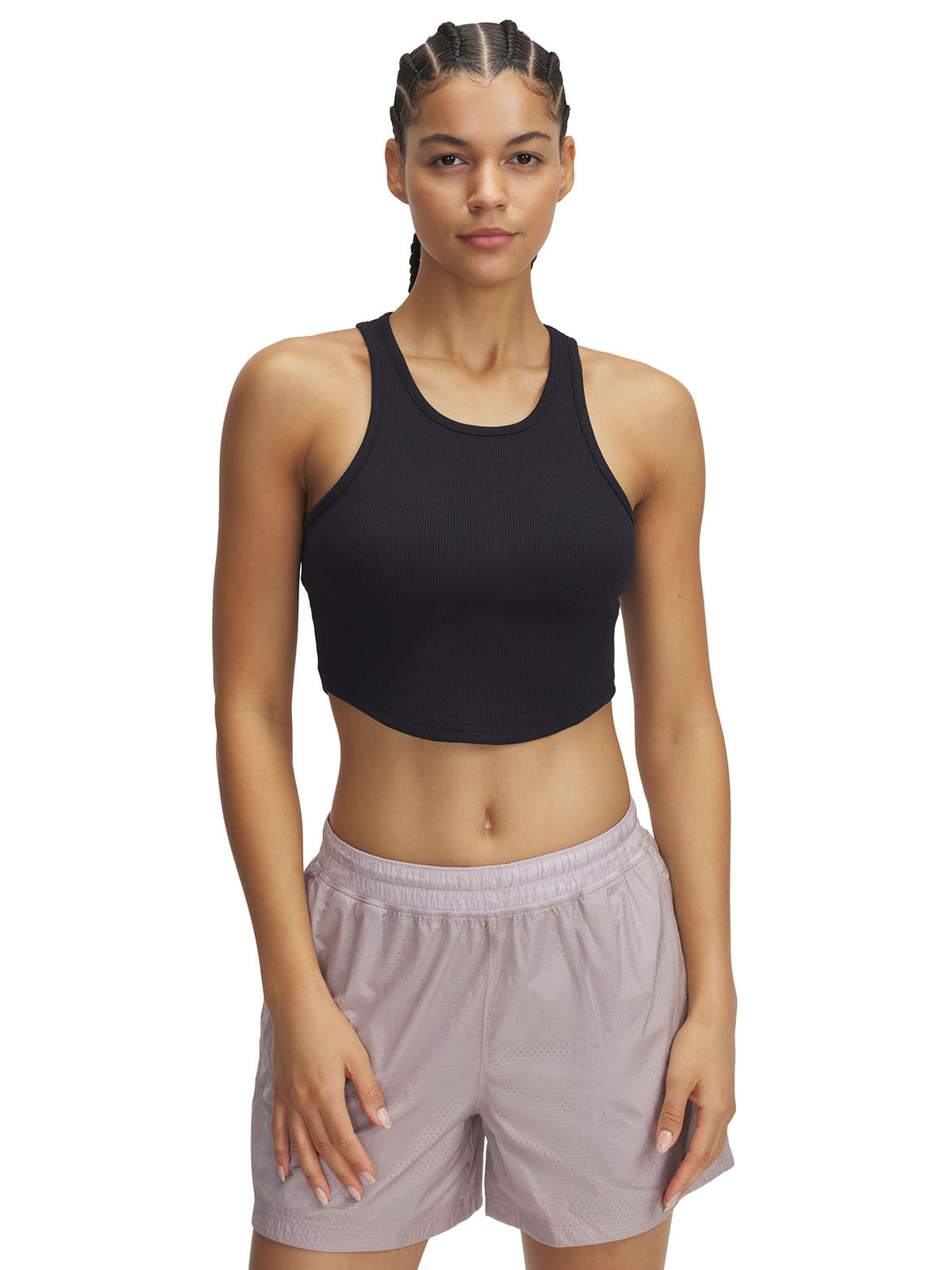 Polera sin mangas UA Rival rib negro para mujer