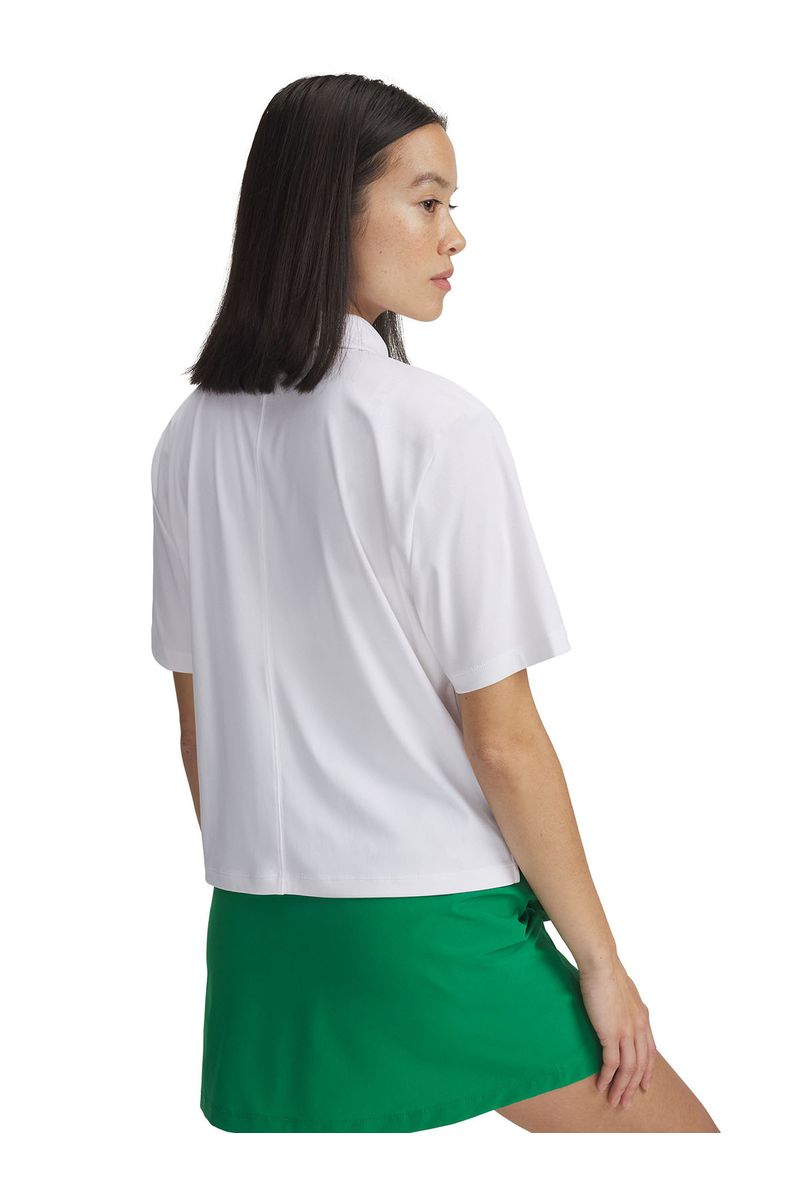 Polo-manga-corta-UA-drive-boxy-crop-blanco-para-mujer