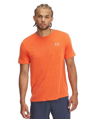Polera manga corta Under Armour launch camo naranjo para hombre