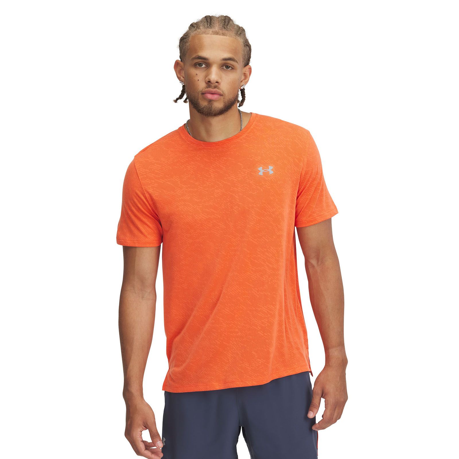 Polera manga corta Under Armour launch camo naranjo para hombre