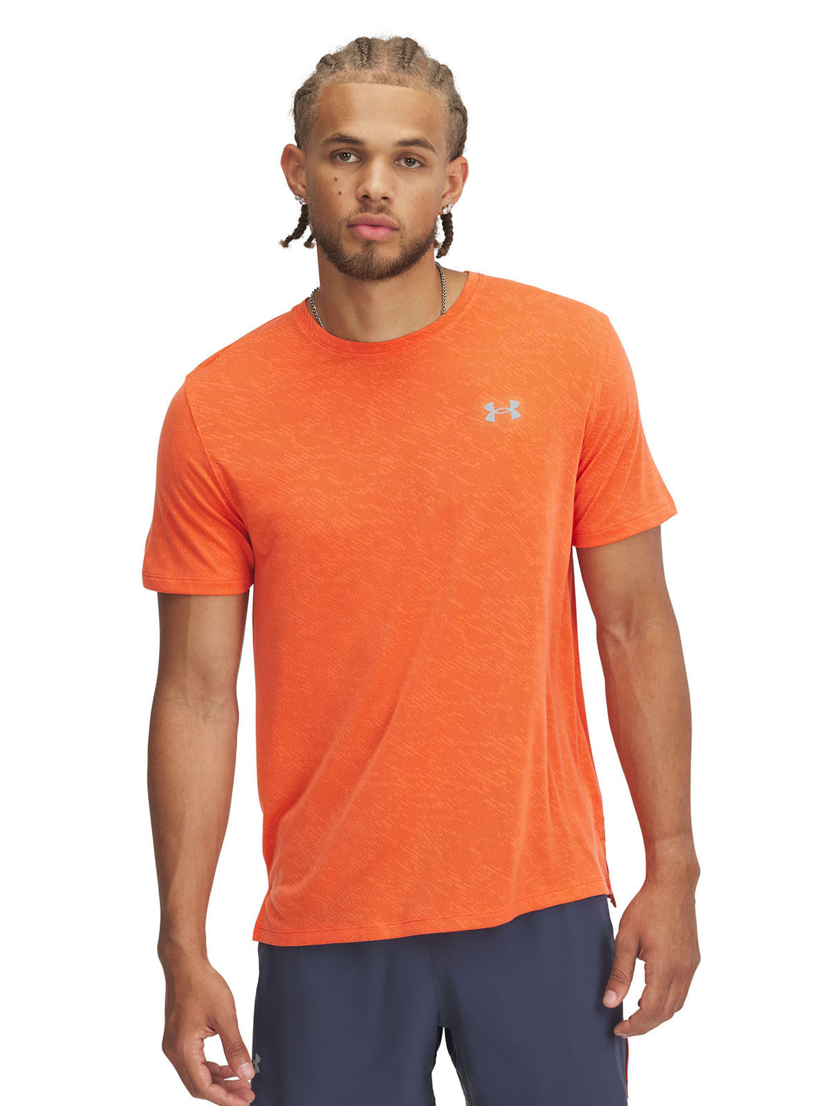 Polera manga corta UA launch camo naranjo para hombre