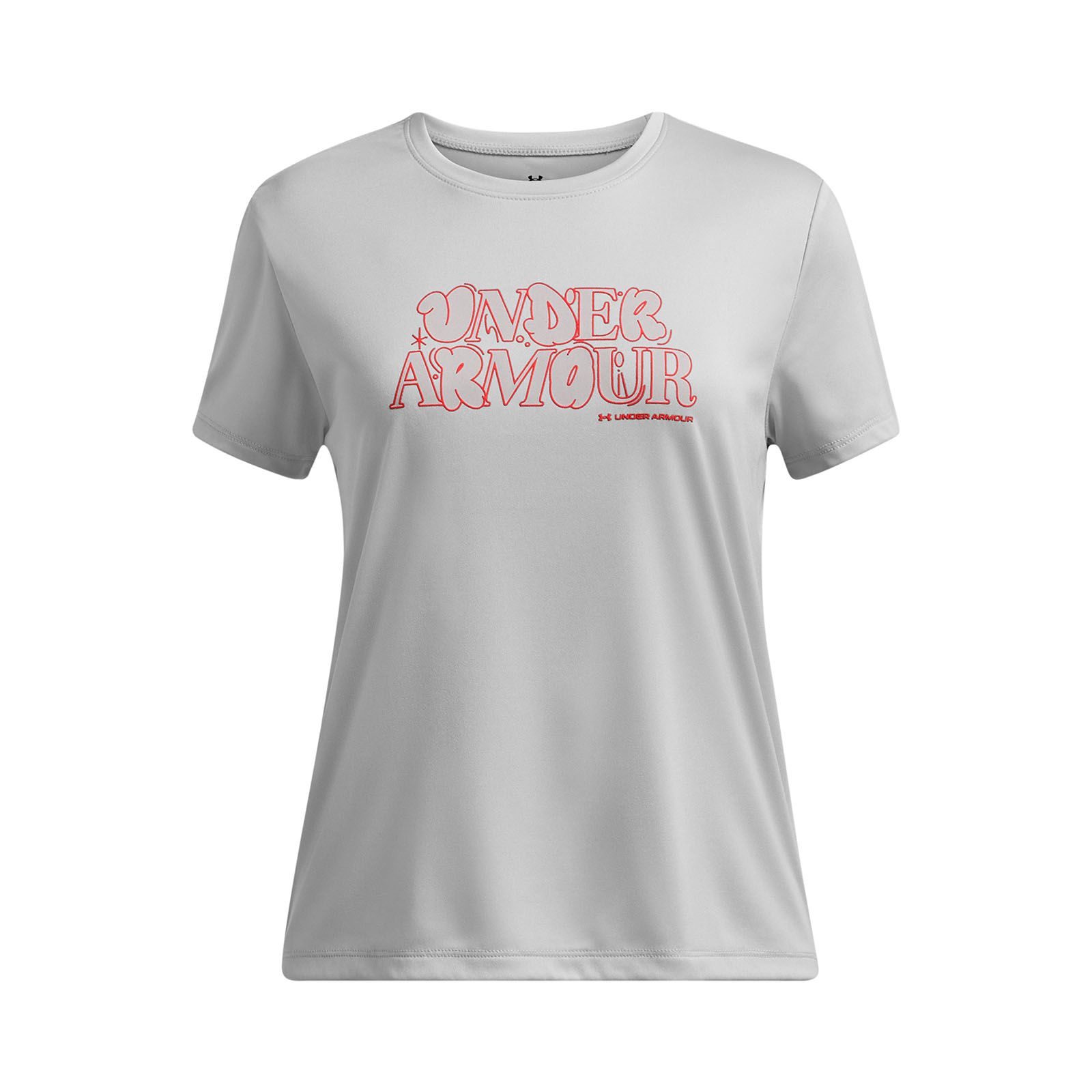 Polera manga corta Under Armour tech wordmark gris para niña