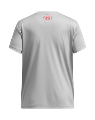 Polera manga corta Under Armour tech wordmark gris para niña