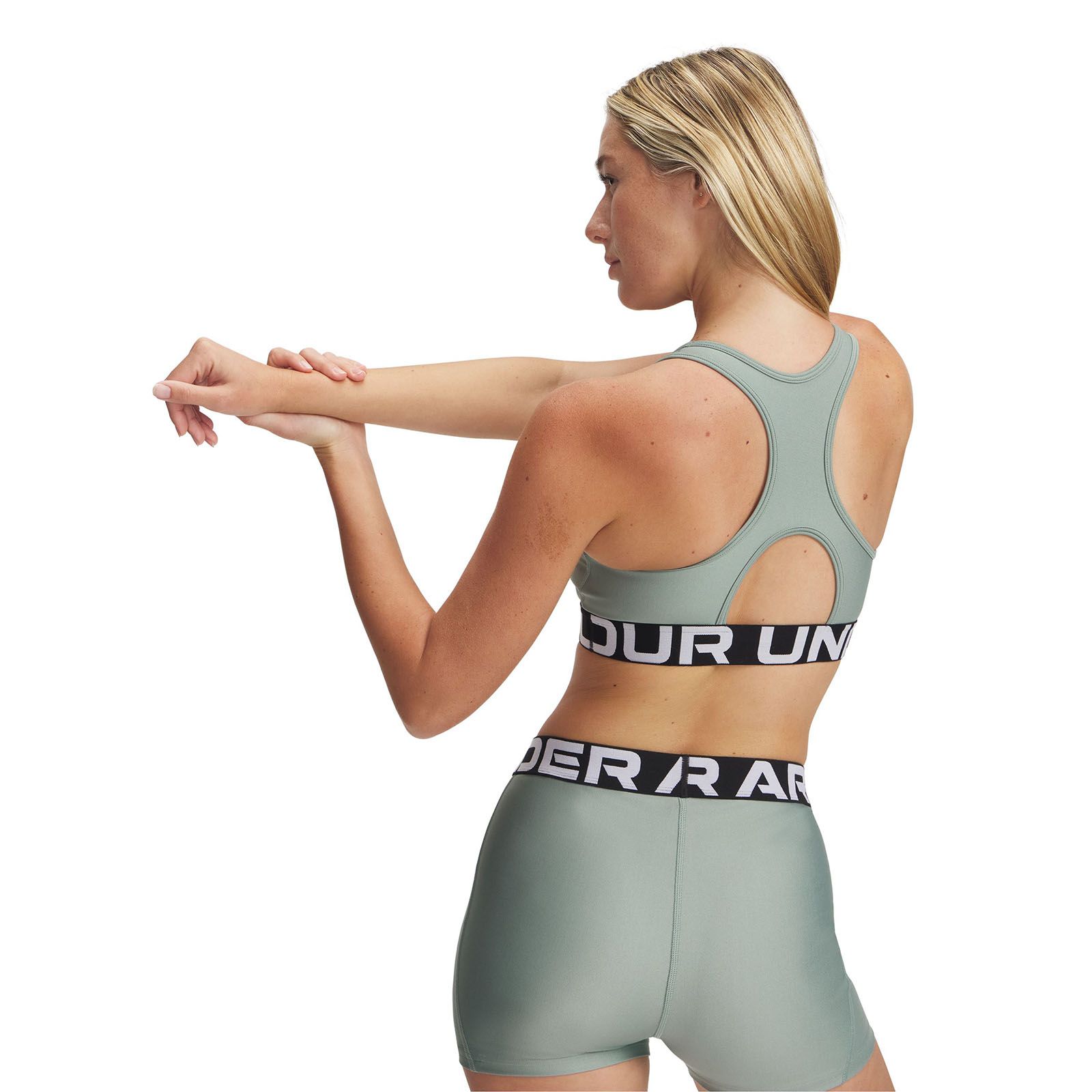 Sostén deportivo Heatgear armour mid verde para mujer Under Armour