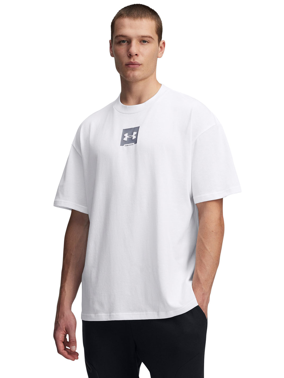 Polera manga corta UA oversized box blanco para hombre