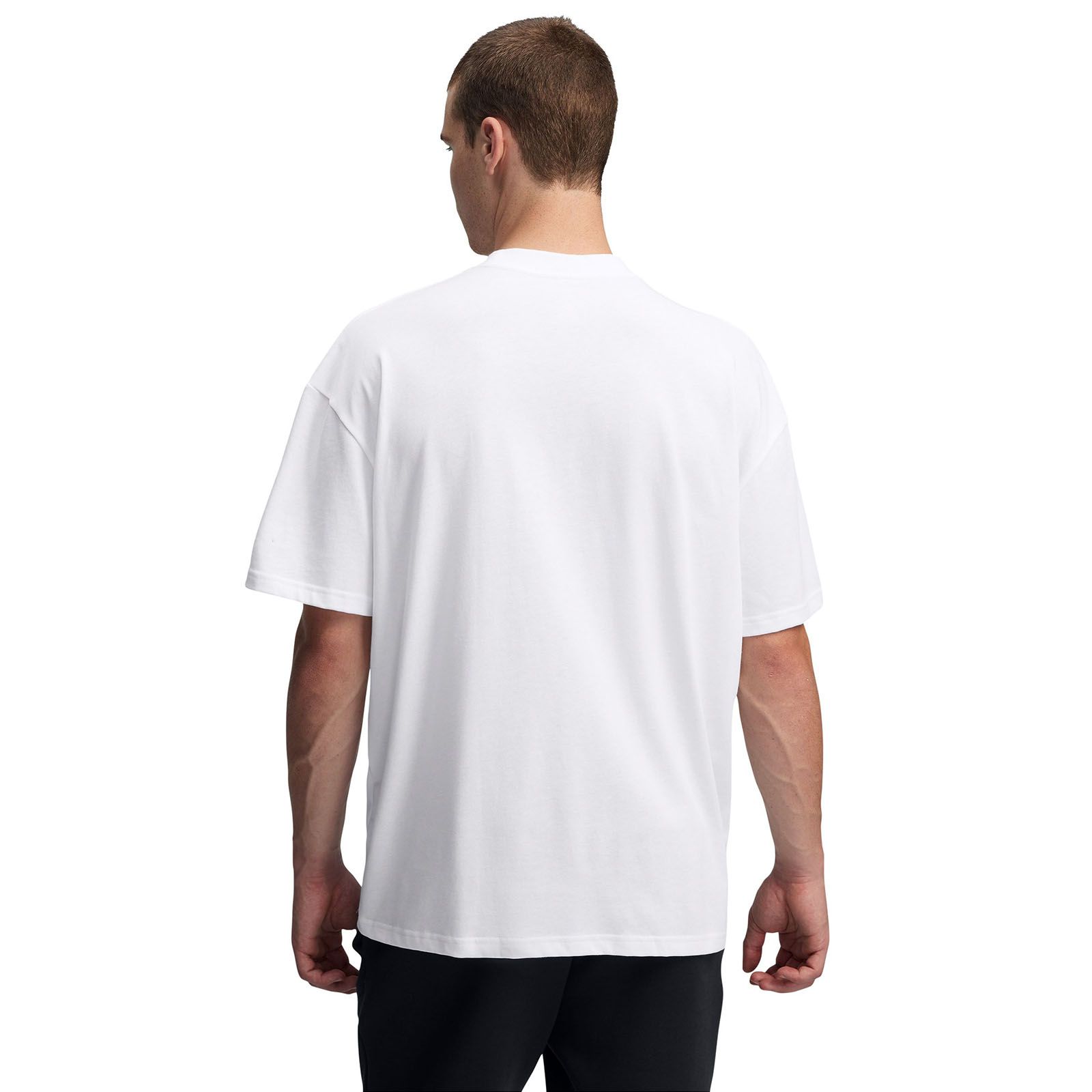 Polera manga corta Under Armour oversized box blanco para hombre