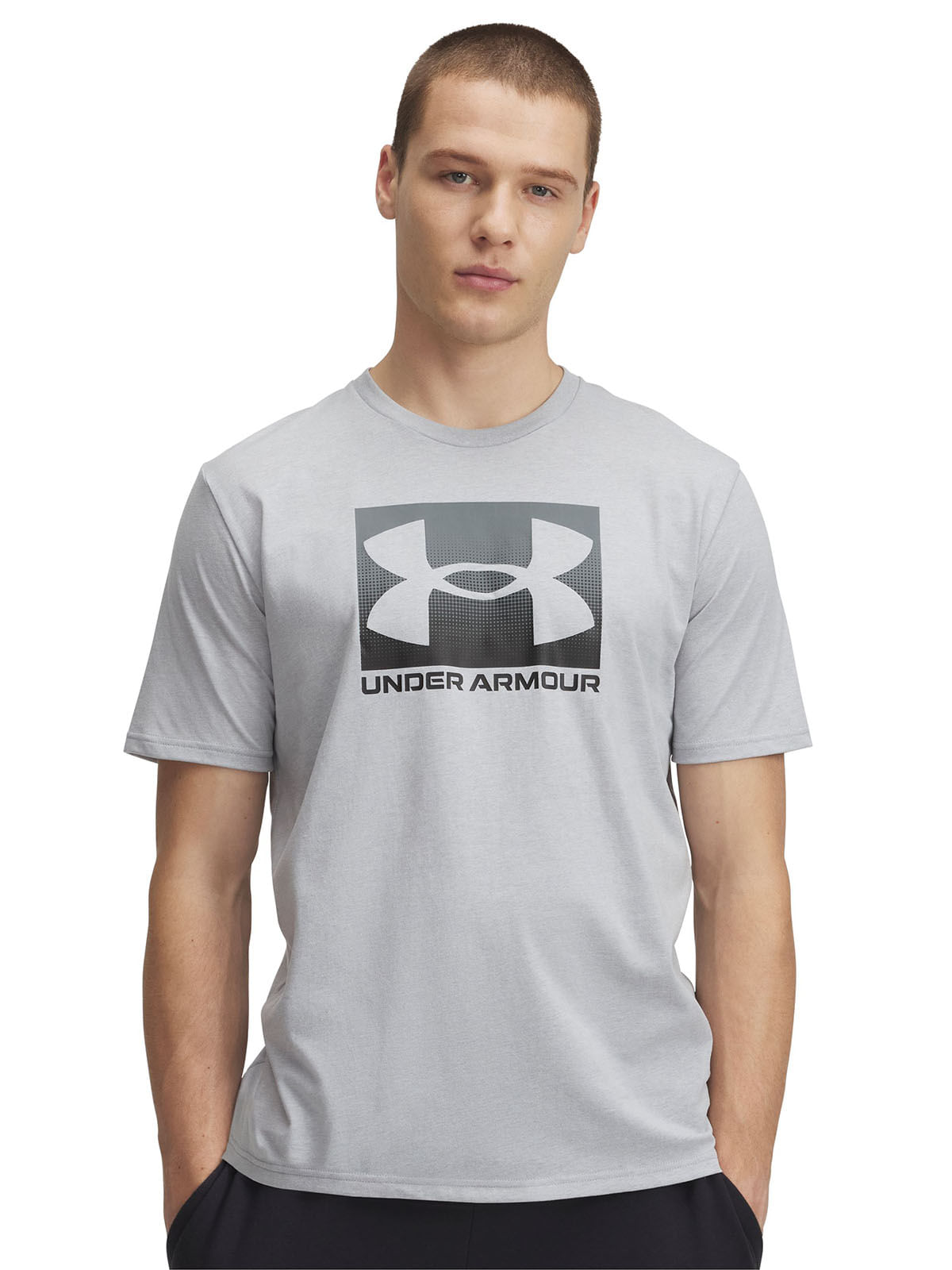 Polera manga corta UA boxed sports gris para hombre