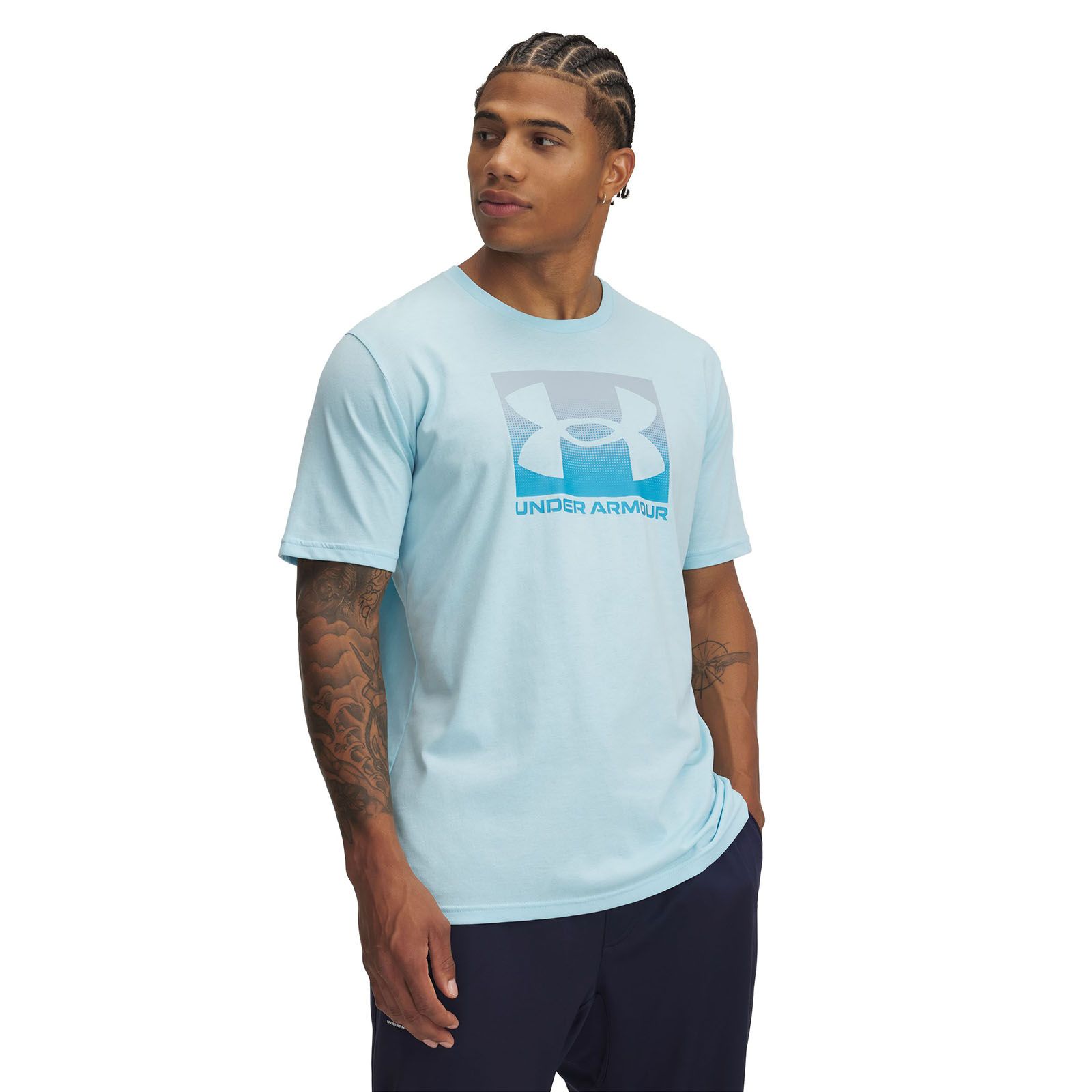 Polera manga corta Under Armour boxed sports azul para hombre