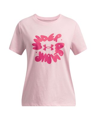 Polera manga corta Under Armour bubble rosado para niña