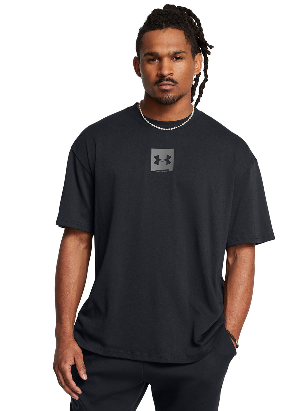 Polera manga corta UA oversized box negro para hombre