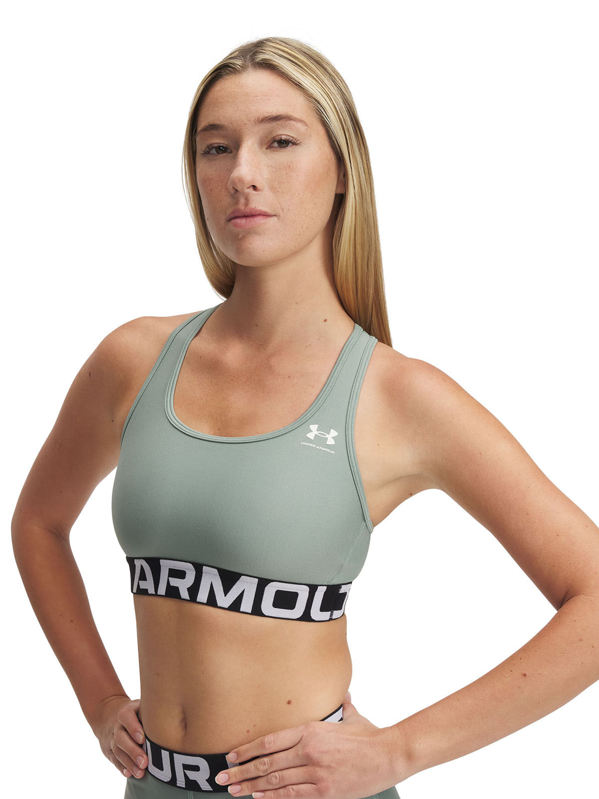 Sostén deportivo Heatgear armour mid verde para mujer