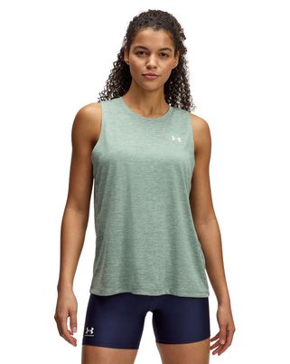 Polera sin mangas UA tech twist verde para mujer