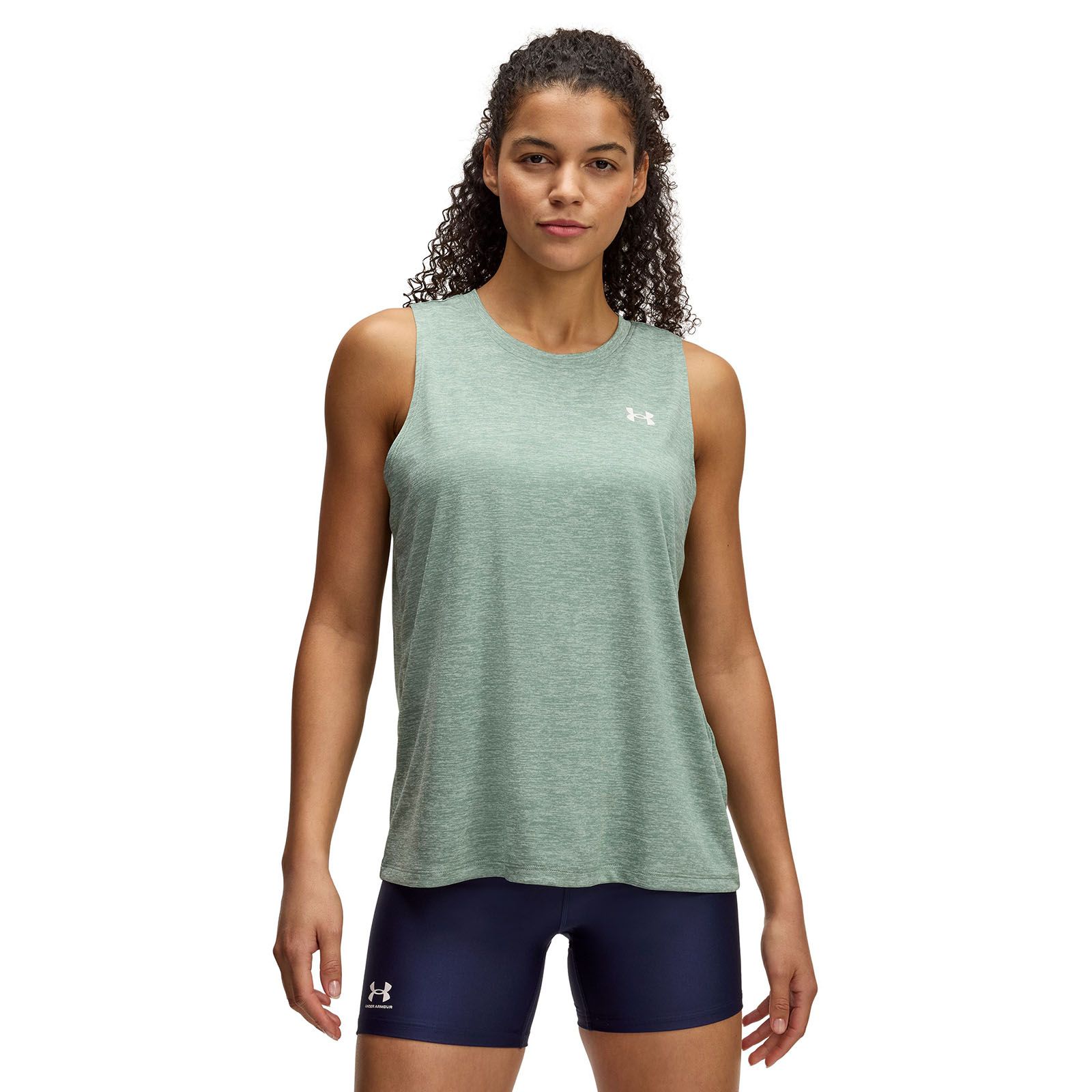 Polera sin mangas UA tech twist verde para mujer