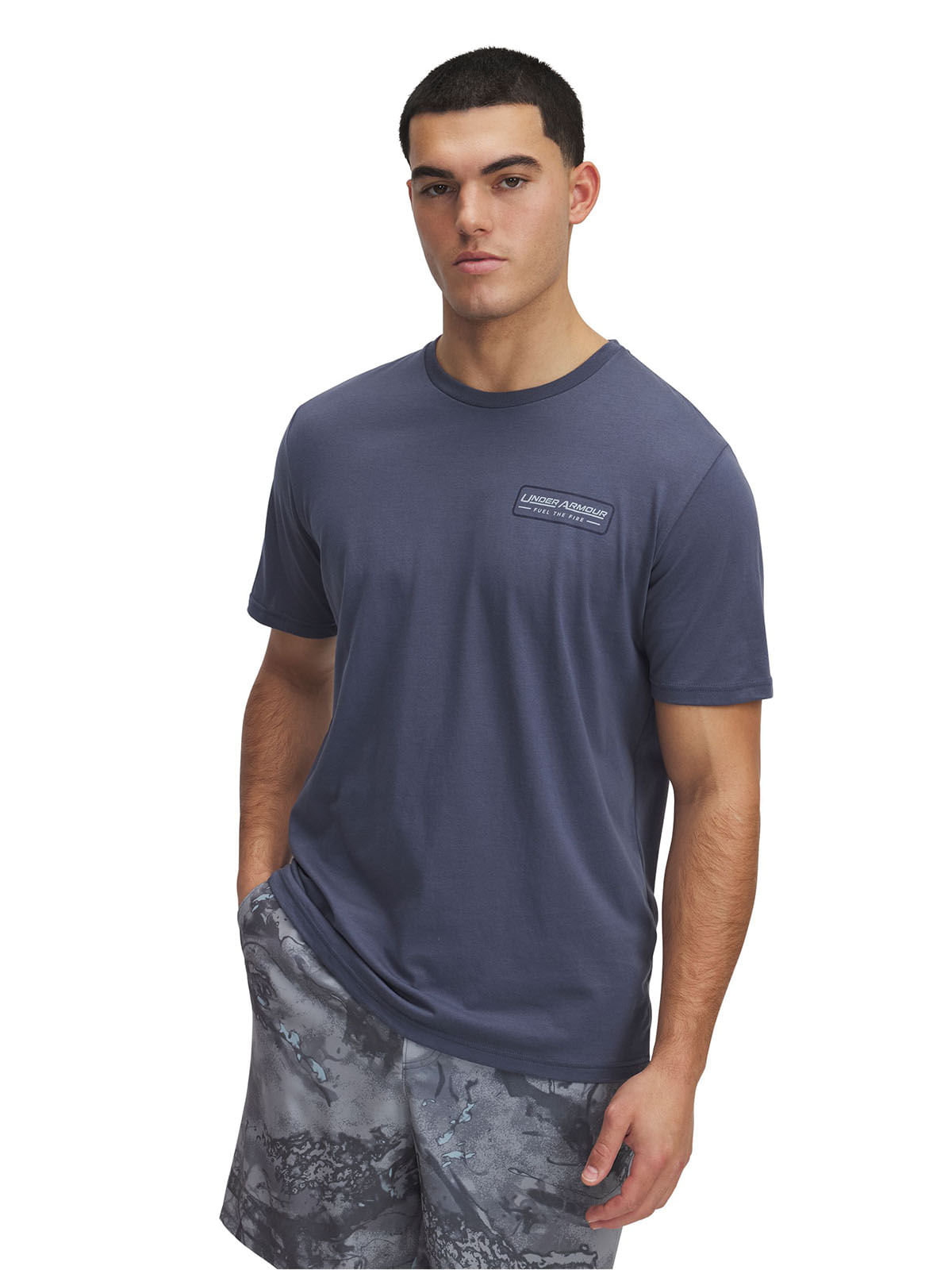 Polera manga corta UA outdoor fuel gris para hombre