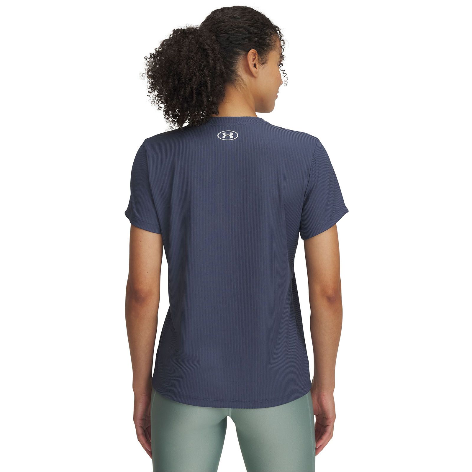 Polera manga corta Under Armour tech rib gris para mujer