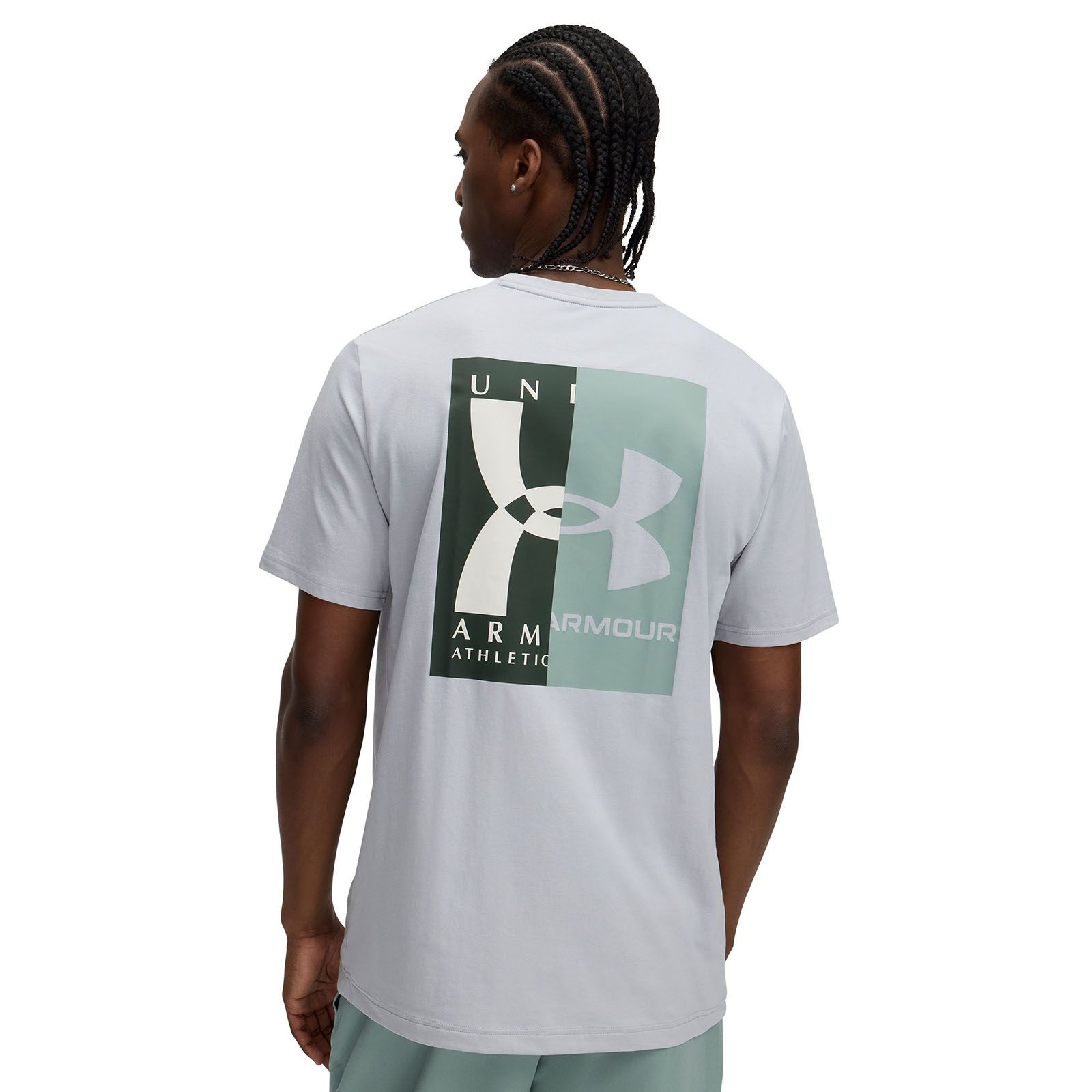 Polera manga corta Under Armour evol logo gris para hombre