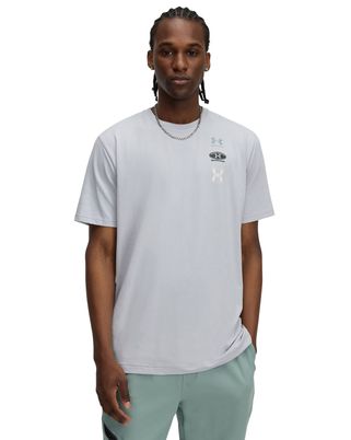 Polera manga corta Under Armour evol logo gris para hombre
