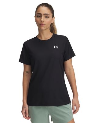 Polera manga corta Under Armour tech rib negro para mujer