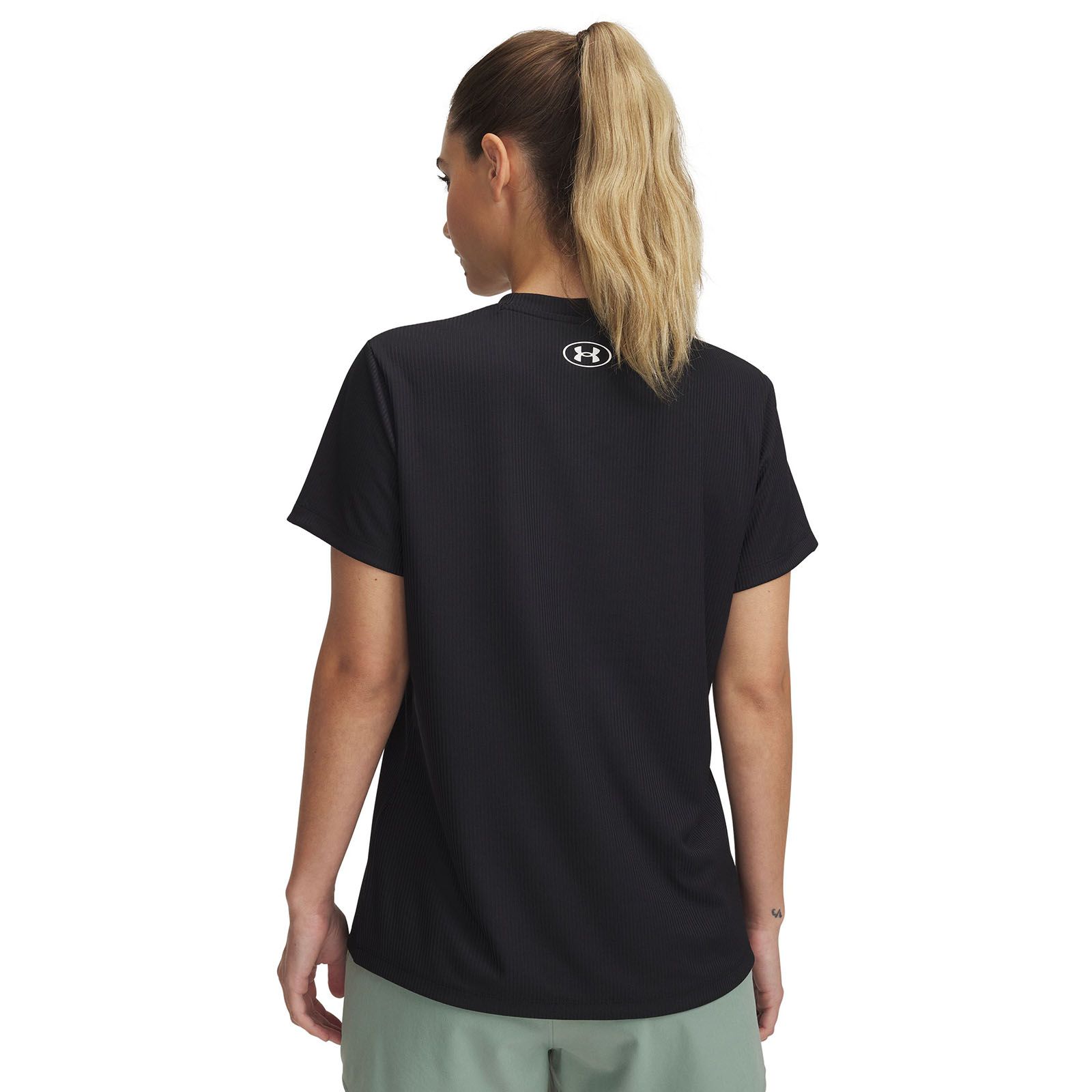 Polera manga corta Under Armour tech rib negro para mujer