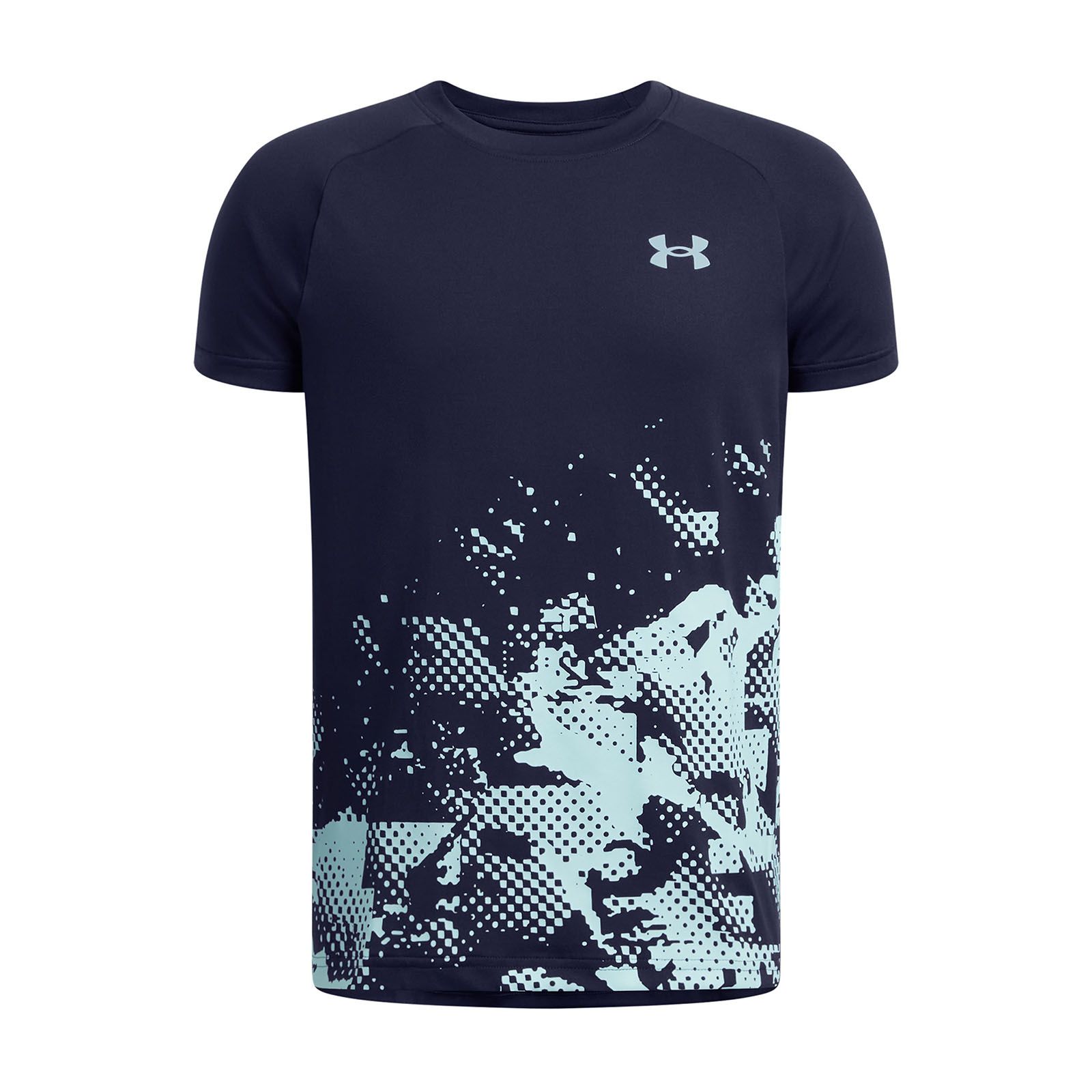 Polera manga corta Under Armour tech azul marino para niños