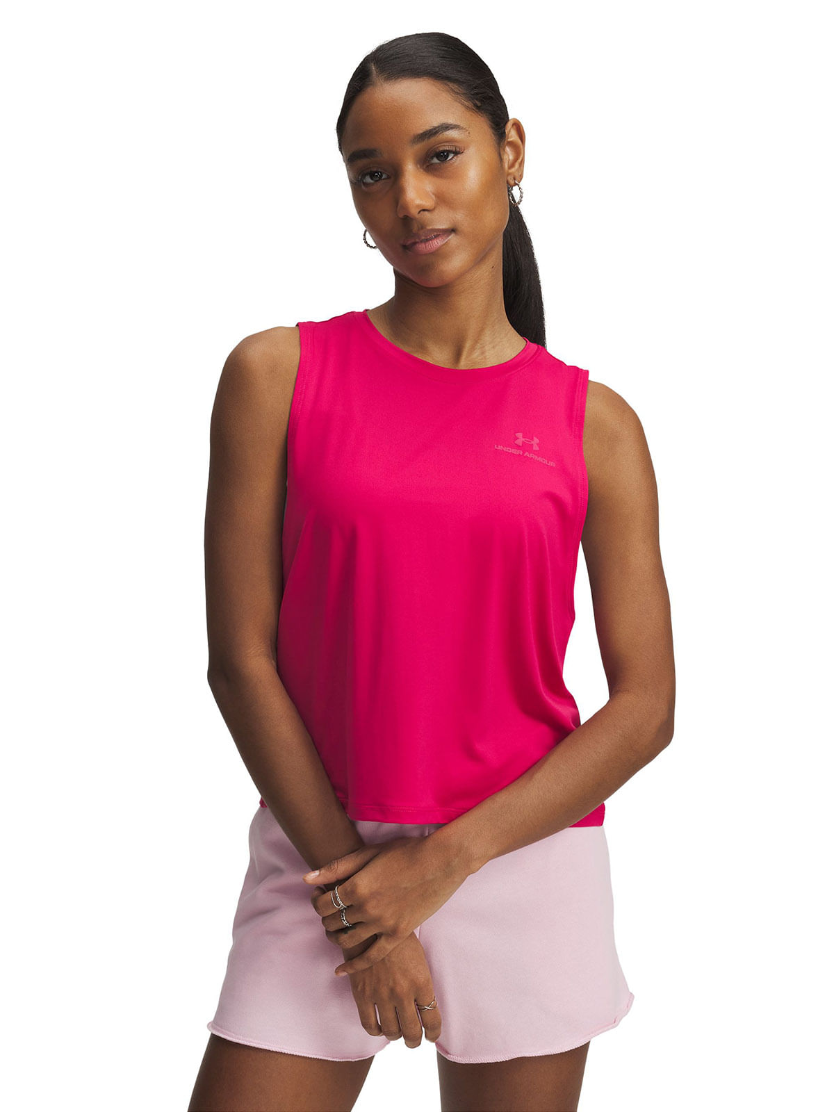 Polera sin mangas UA vanish energy crop morado para mujer