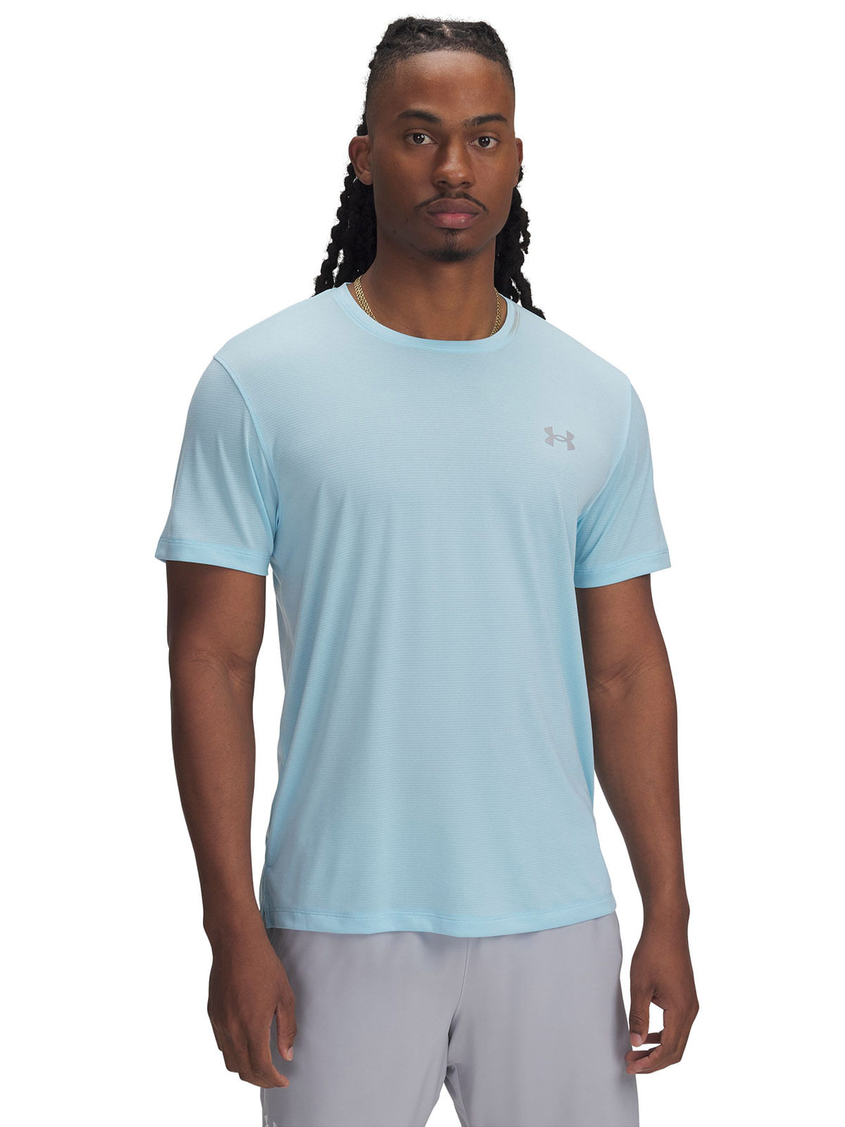 Polera manga corta UA launch azul para hombre