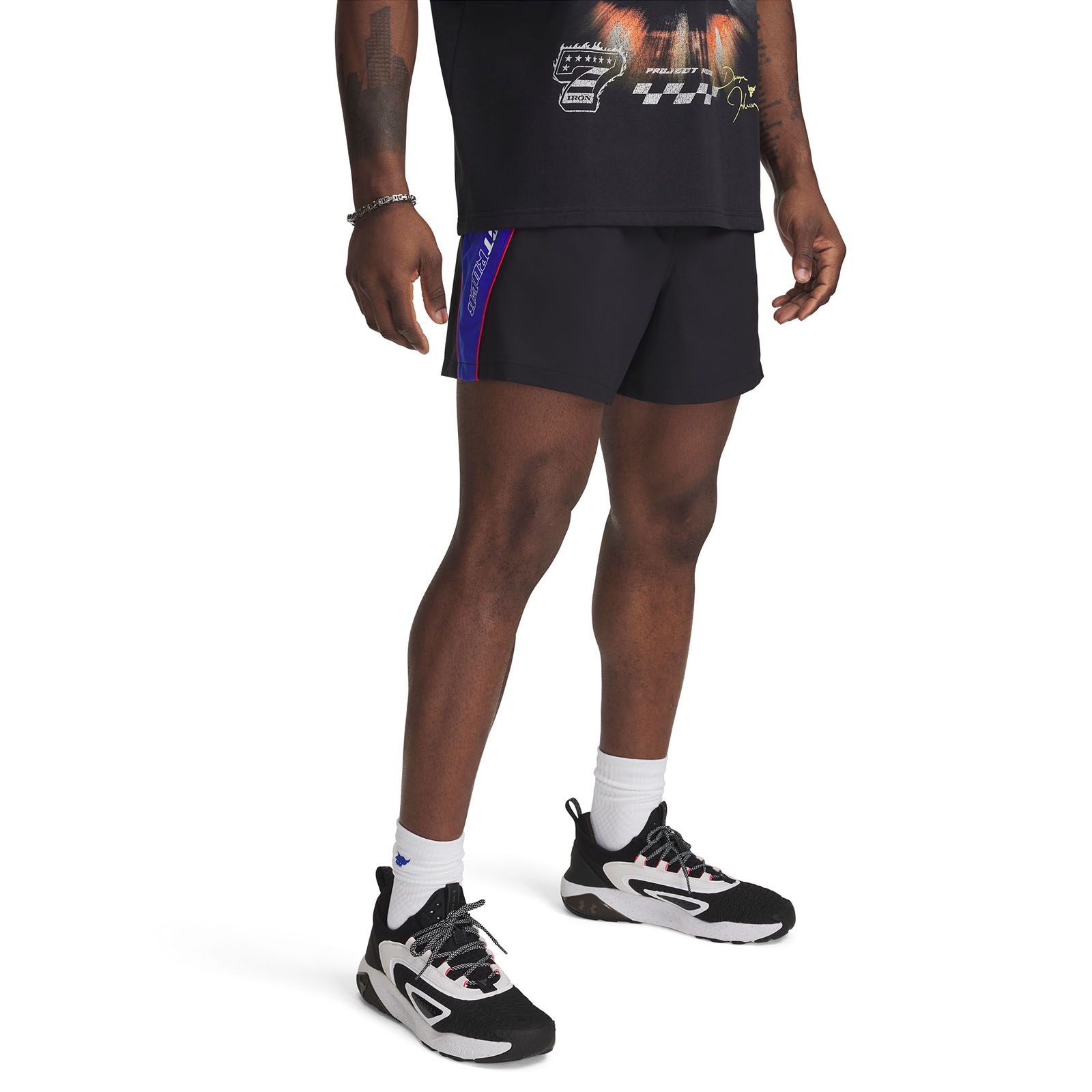Shorts Project Rock colorblock negro para hombre Under Armour