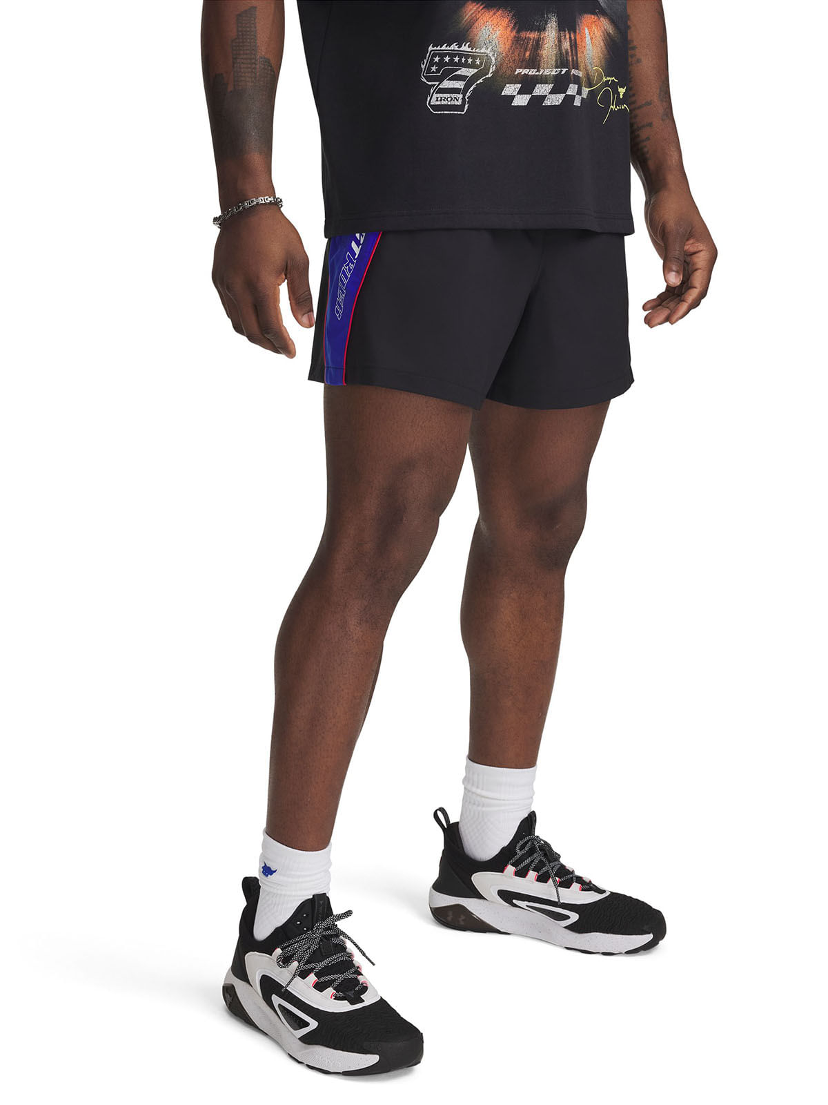 Shorts Project Rock colorblock negro para hombre