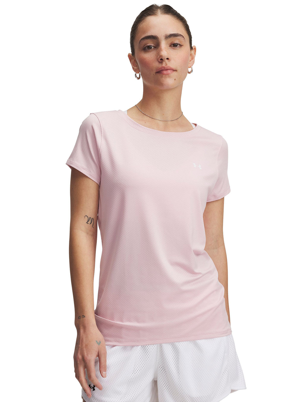 Polera manga corta Heatgear armour rosado para mujer