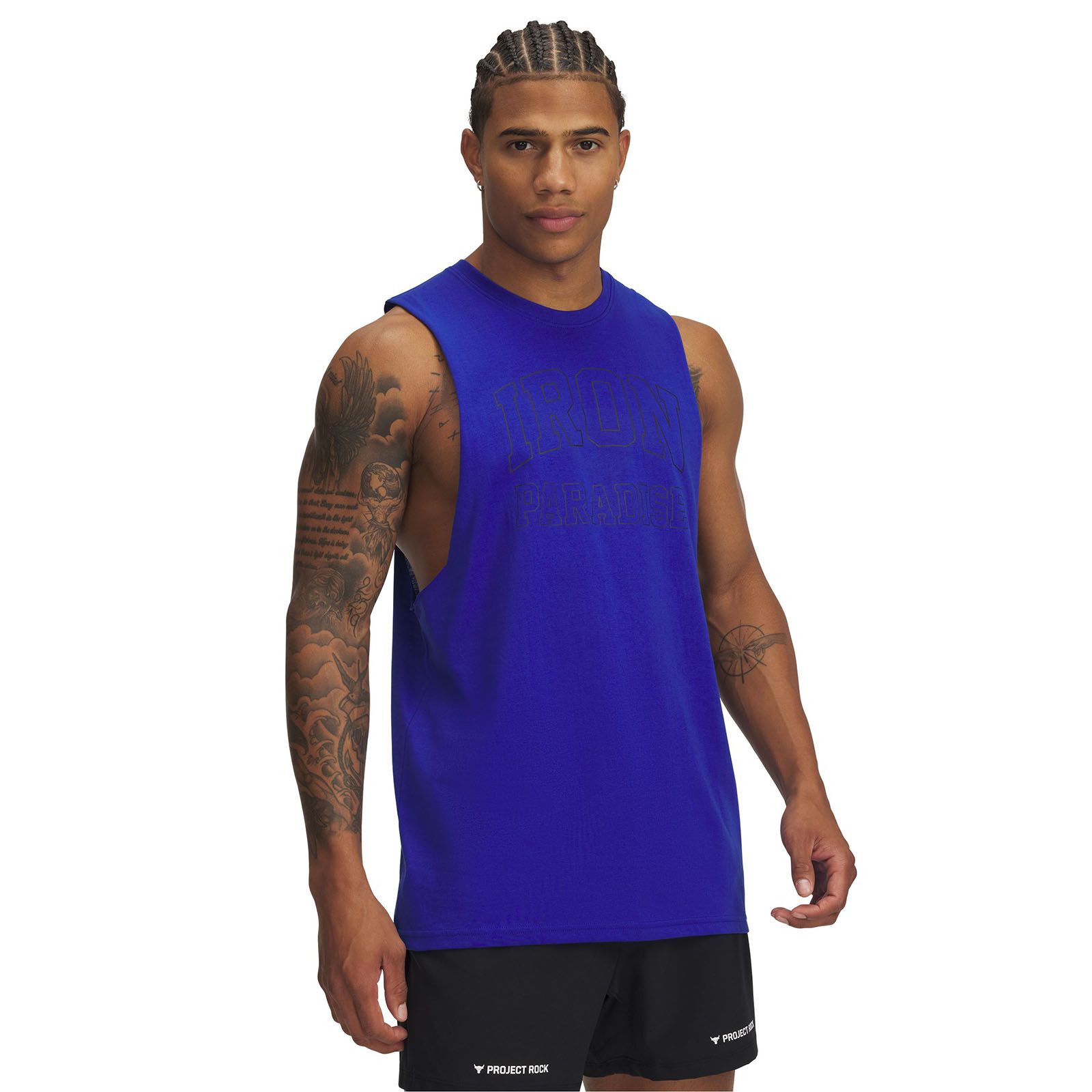 Polera sin mangas Project Rock azul para hombres Under Armour