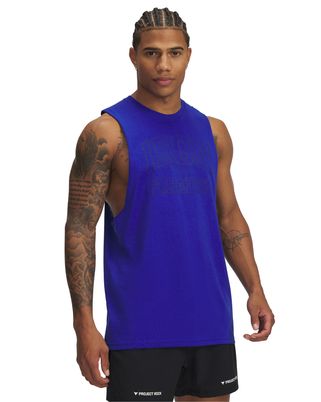 Polera sin mangas Project Rock azul para hombres Under Armour