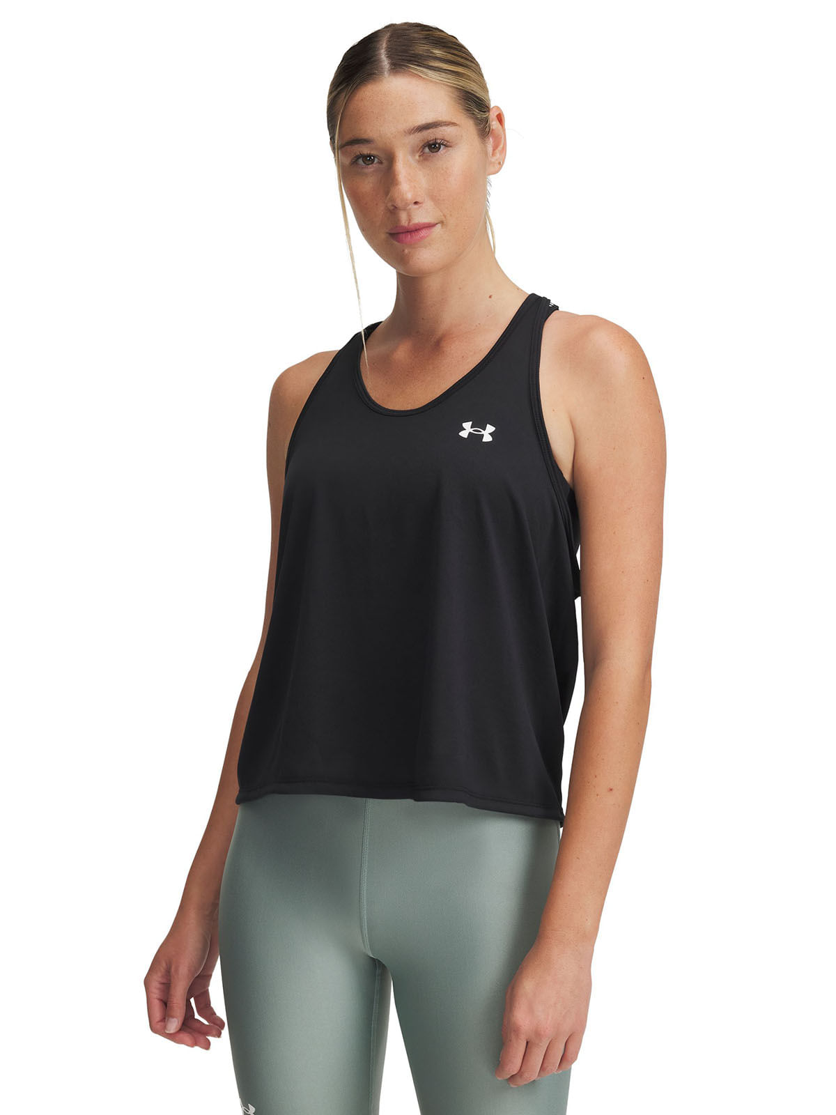 Polera sin mangas UA tech swing negro para mujer