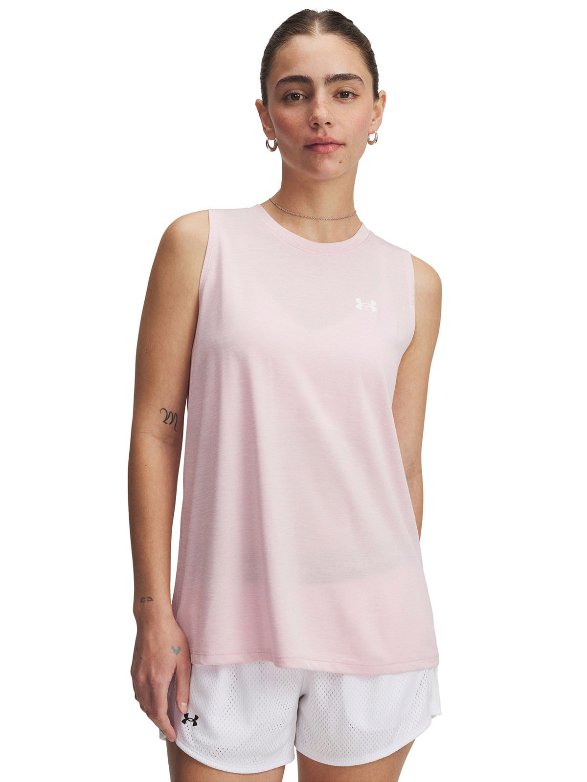 Polera sin mangas UA tech twist rosado para mujer