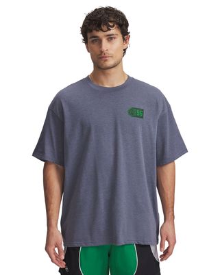 Polera manga corta Under Armour hoops courtside gris para hombre