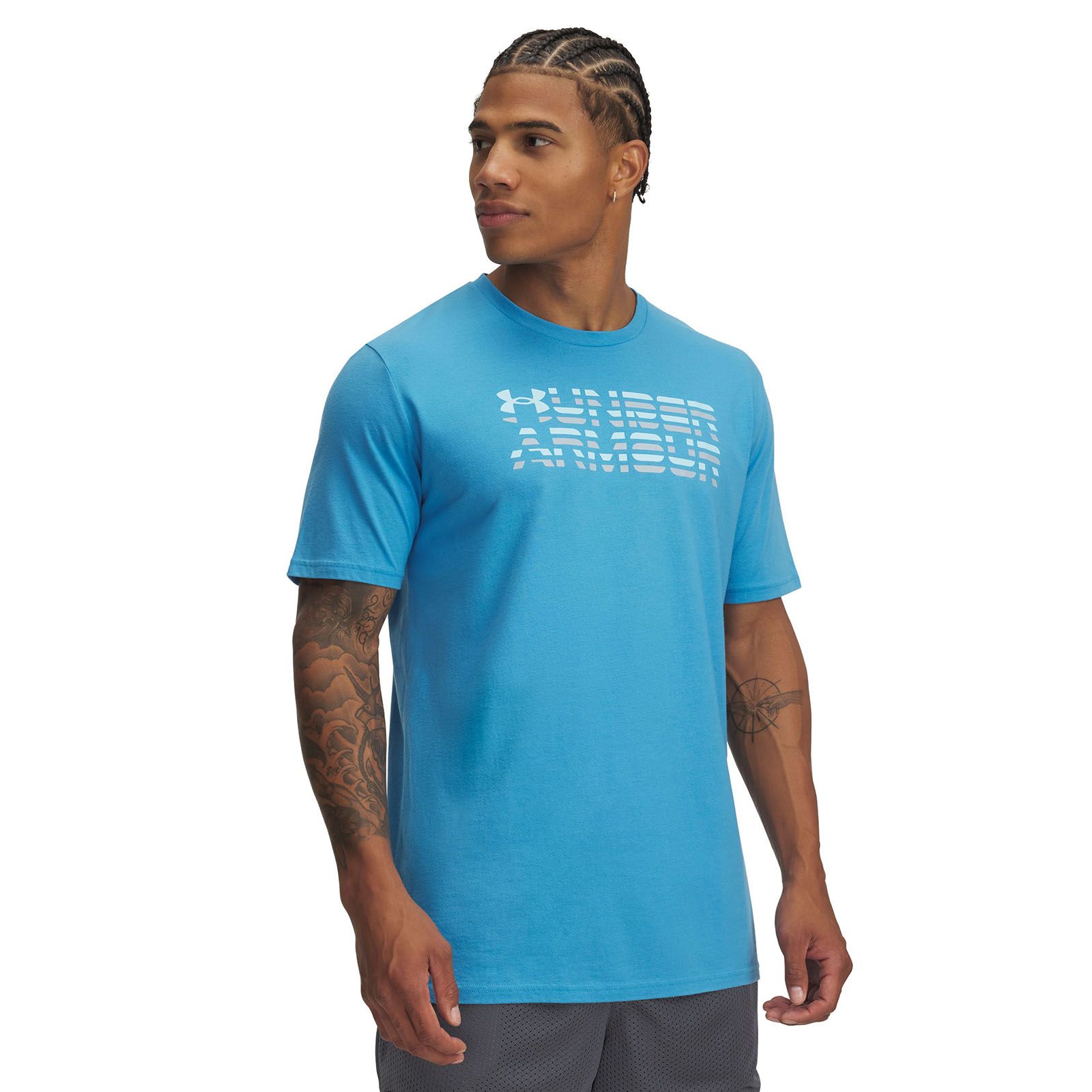 Polera manga corta Under Armour shaded logo azul para hombre